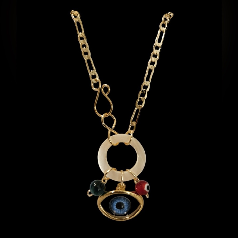 Gold plated Turkish eye necklace